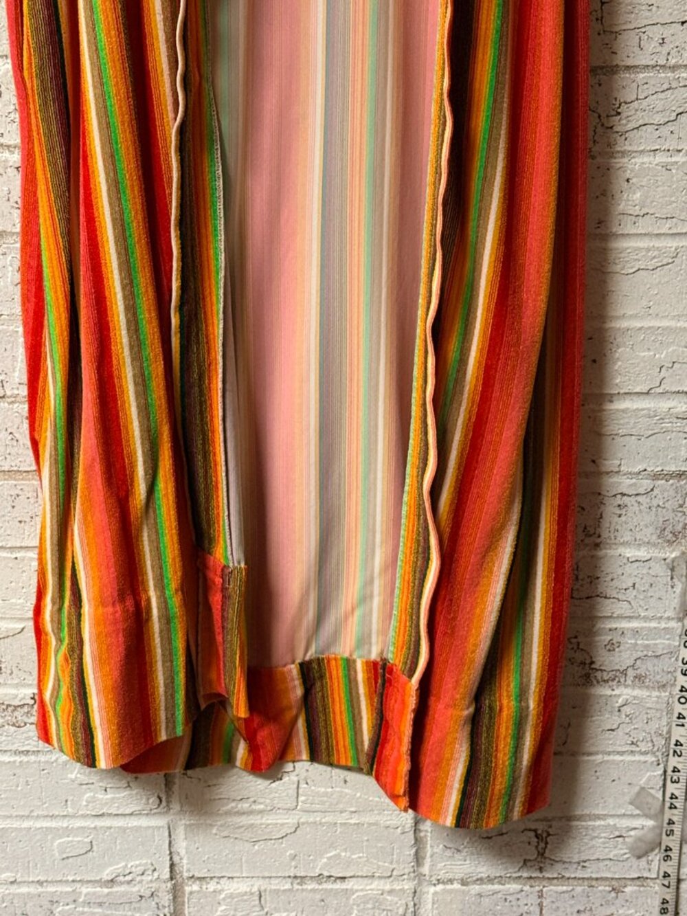 Vintage Striped Duster Robe “Coat of Many Colors” Inspired Boho Open Front - Picture 3 of 7